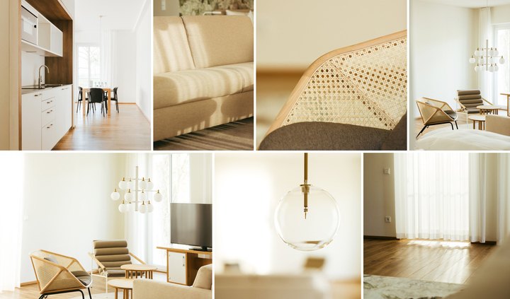 Collage von Details in Hotelzimmer, Interior